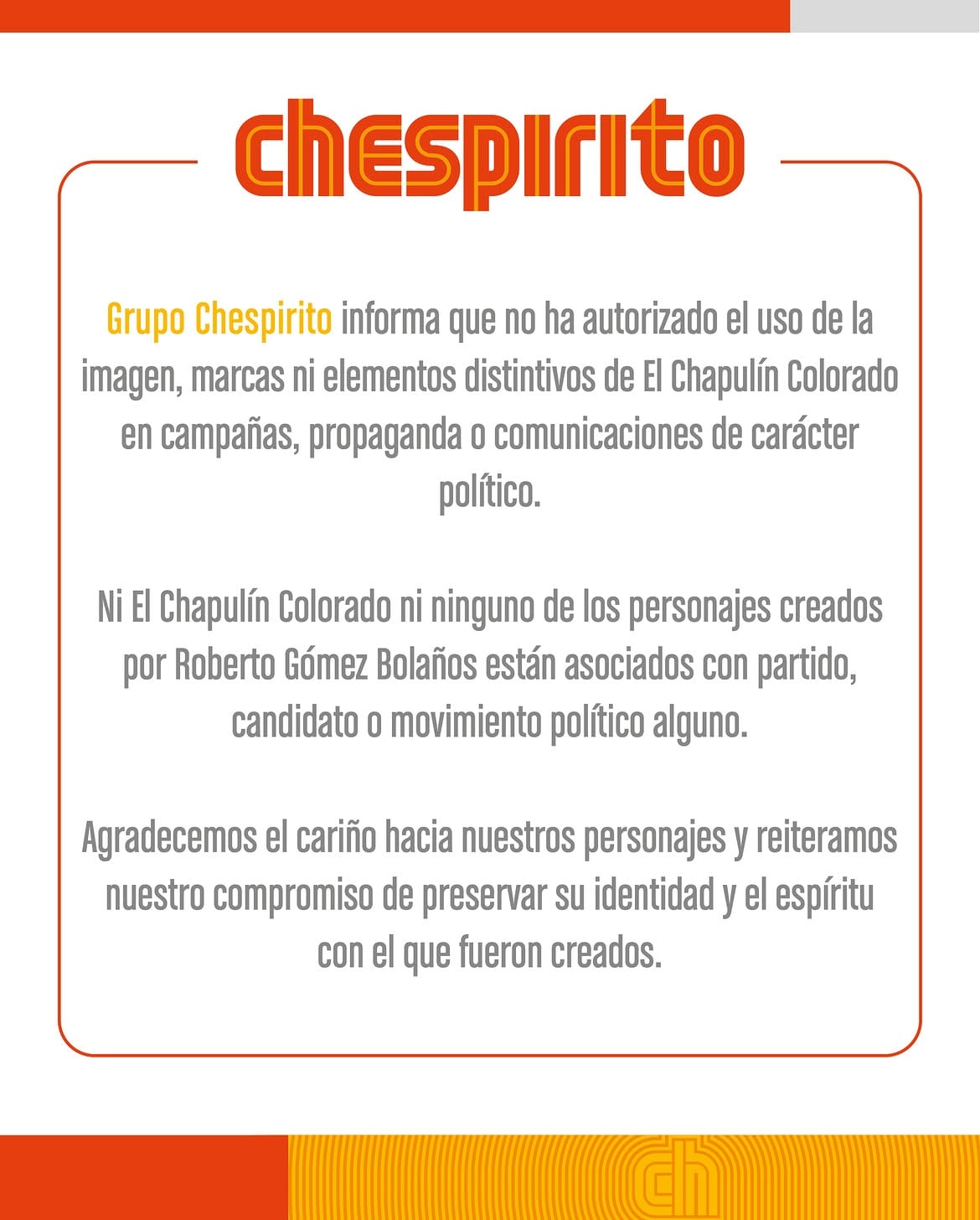 Grupo Chespirito niega autorización para usar imagen de El Chapulín Colorado para propaganda política