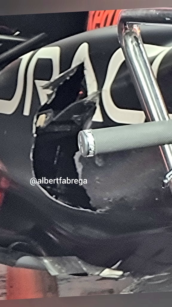 Auto de Checo Pérez después de choque