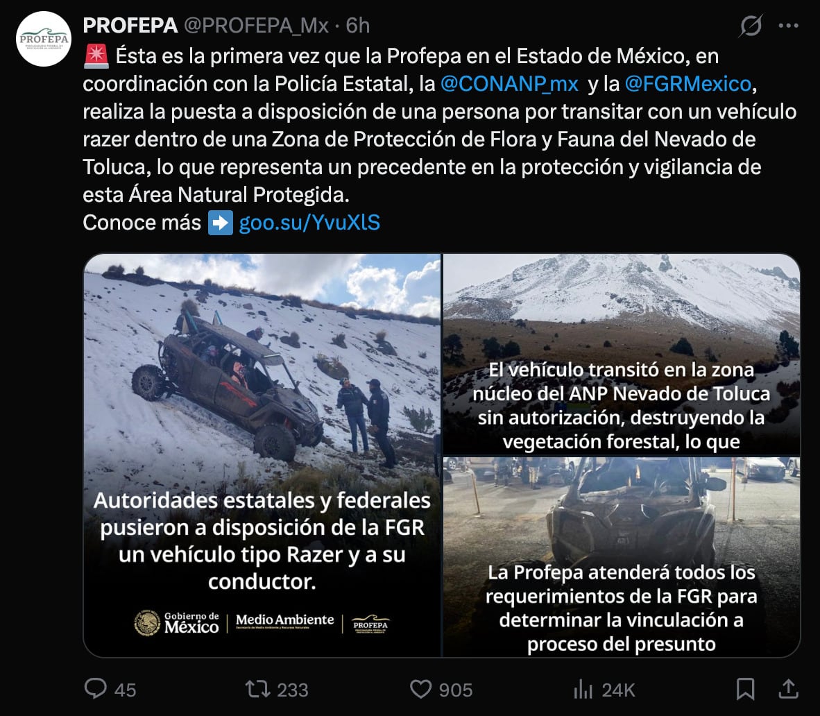 Autoridades frenan acceso ilegal al Nevado de Toluca