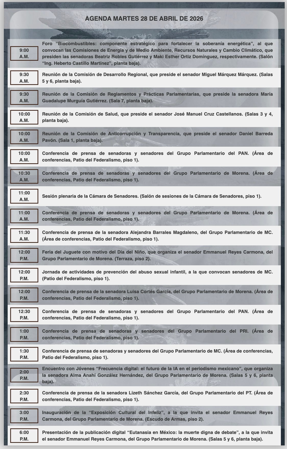 Morena asegura que tiene confirmación de asistencia de Maru Campos pero oficialmente no aparece su comparecencia en la agenda