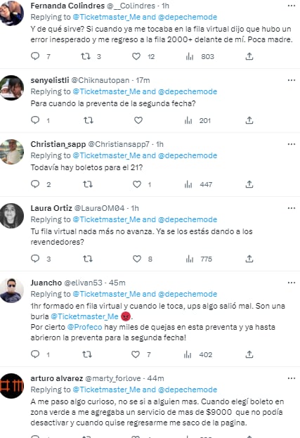 Reacciones a los problemas en Ticketmaster por la preventa de boletos para Depeche Mode