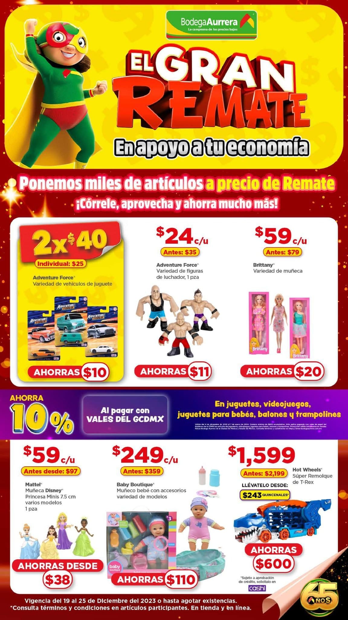 En el folleto del Gran Remate de Bodega Aurrera del 20 al 25 de diciembre, podrás encontrar productos a precios de liquidación