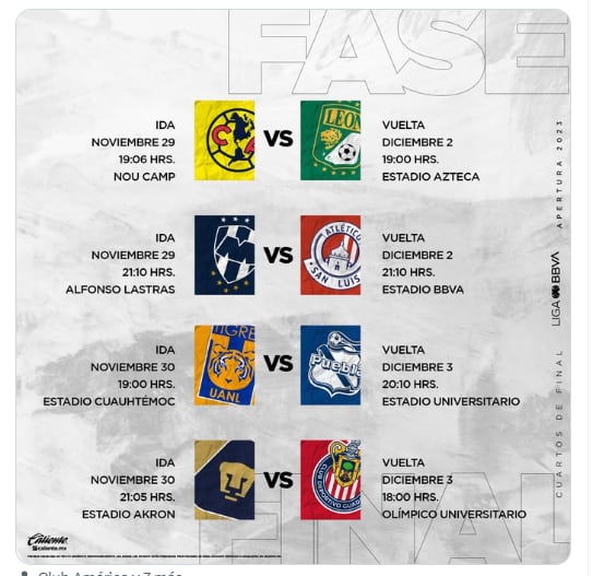 Liga MX horarios