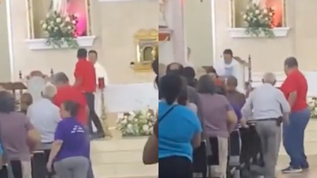 Sacerdote saca a empujones a hombre que interrumpió misa Navolato, Sinaloa