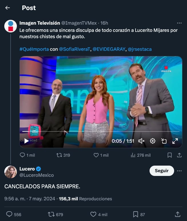 Lucero no cree en las disculpas de Eduardo Videgaray y José Ramón San Cristóbal y prefiere cancelarlos para siempre