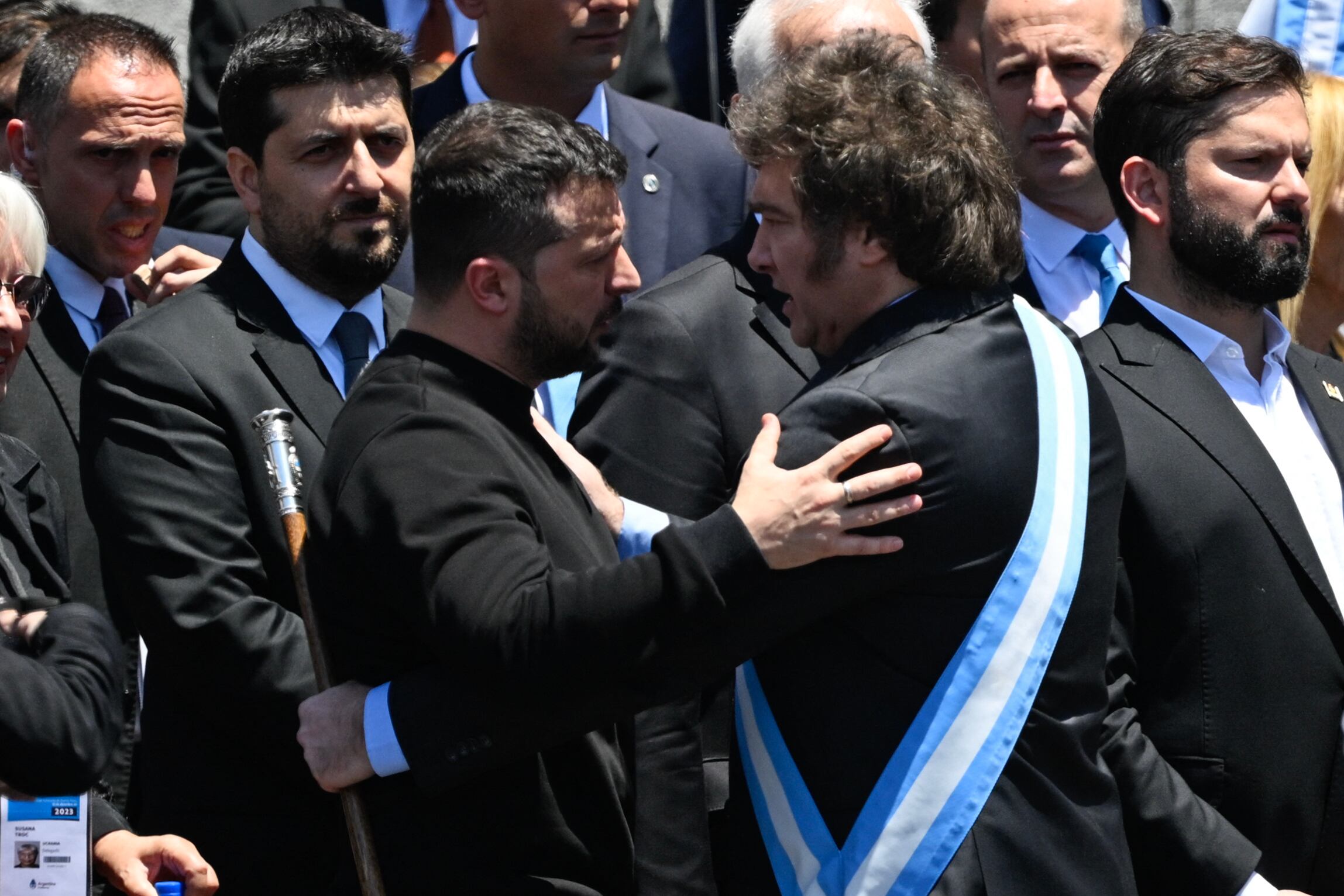 Volodymyr Zelensky y Javier Milei durante su nombramiento en Argentina