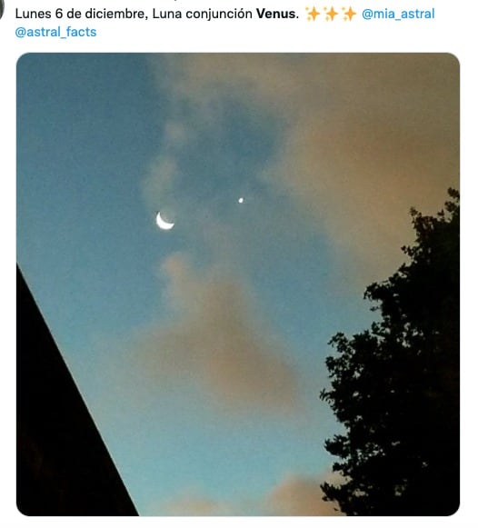 Conjunción entre la Luna y Venus