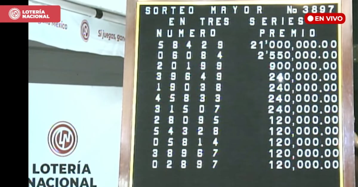 Resultados Sorteo Mayor 3897 de Lotería Nacional en vivo: ganadores de