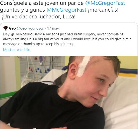 Mensaje de ConorMcGregor a Luca