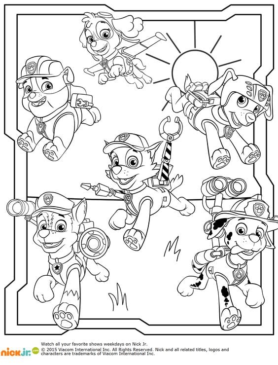 Dibujos de Paw Patrol de vacaciones para colorear