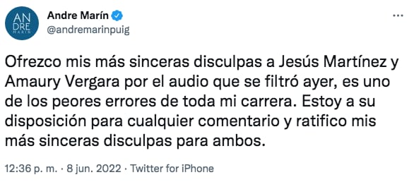 Disculpa de André Marín