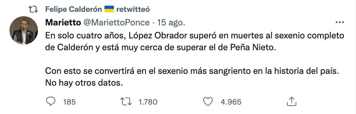 Felipe Calderón reconoce que su sexenio fue sangriento