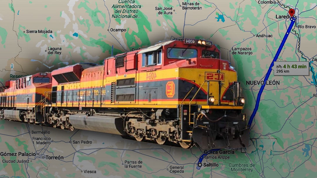 Nombre de las 10 estaciones y terminales que forman parte del tren Saltillo-Nuevo Laredo
