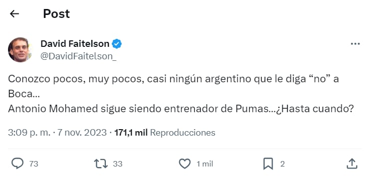 Faitelson habla de Antonio Mohamed