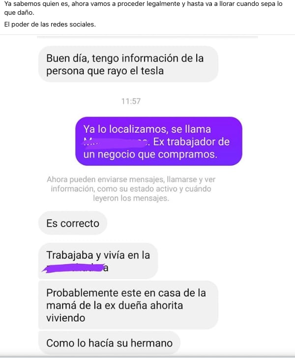 Localizan a hombre que rayó un Tesla en Mérida