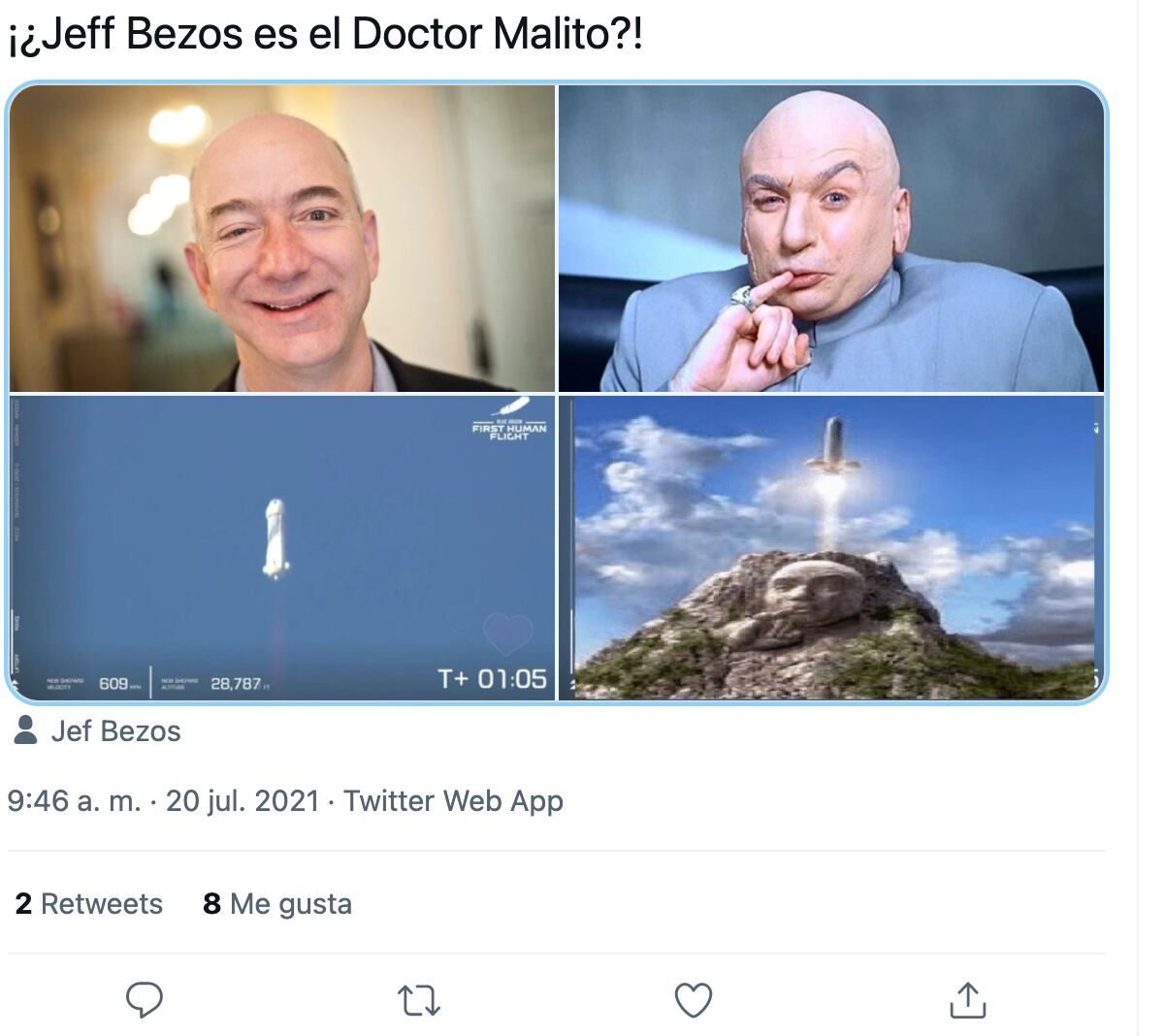 Meme sobre el viaje de Jeff Bezos