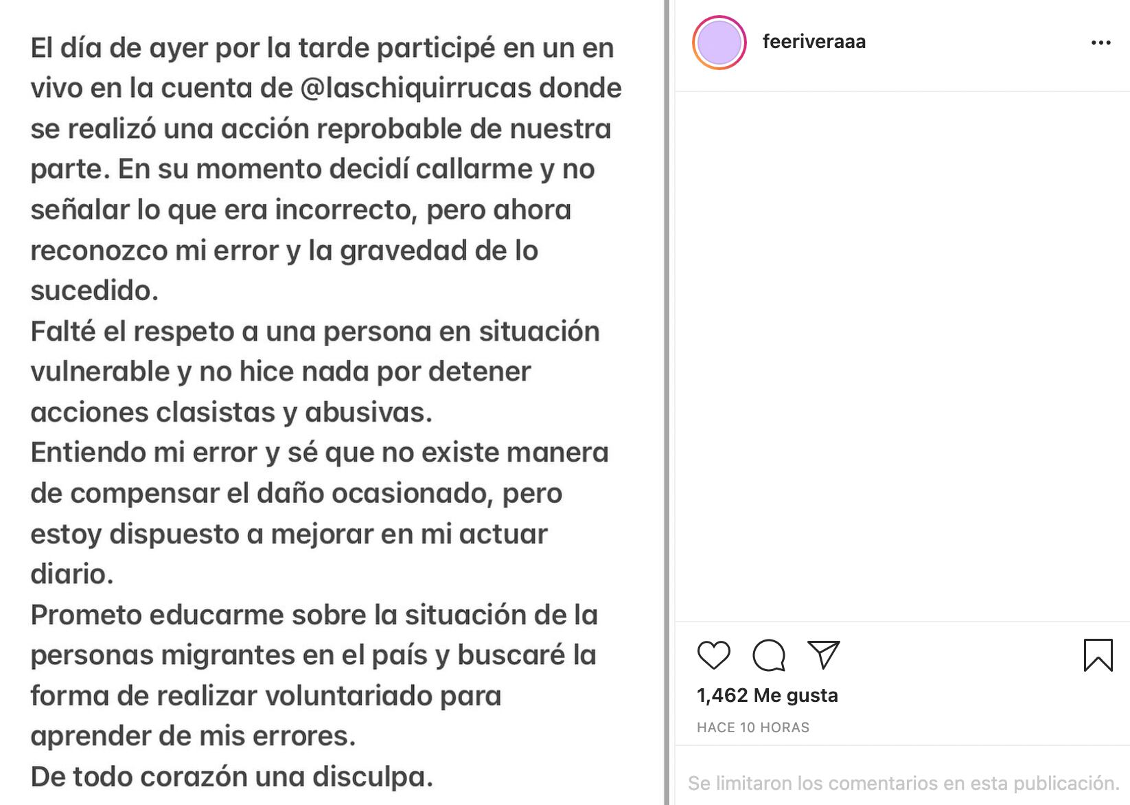 Mensaje de Fer Rivera