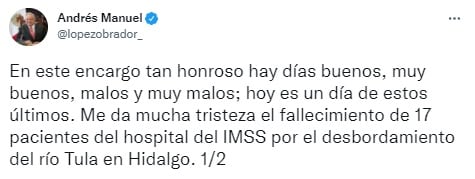AMLO lamenta muertes en Hidalgo