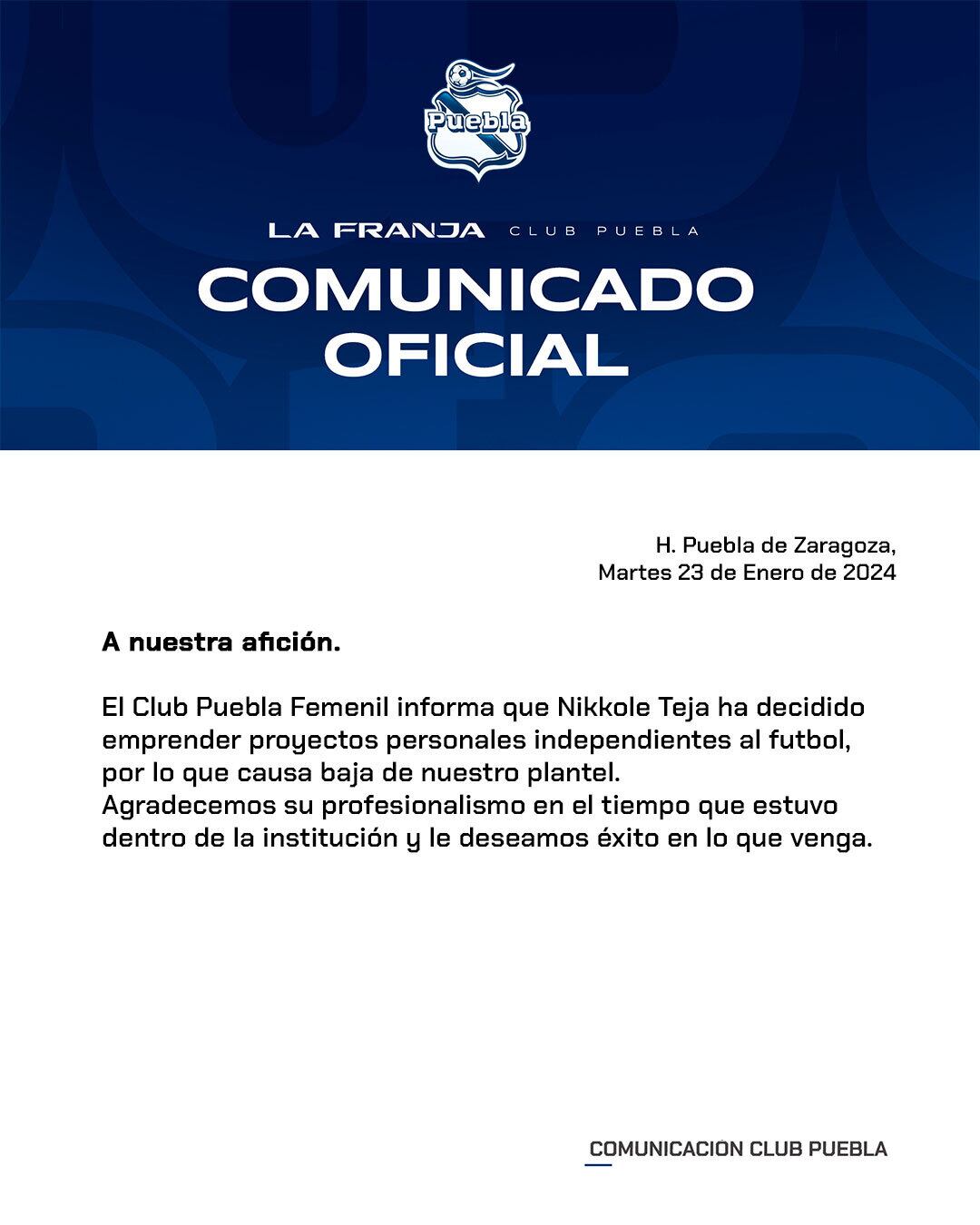 Comunicado Club Puebla