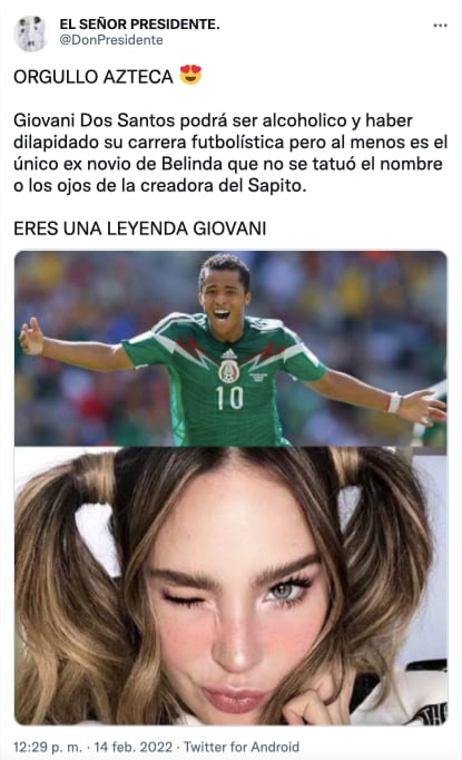 Recuerdan a Giovanni Dos Santos por ser el único novio de Belinda que no se la tatuó