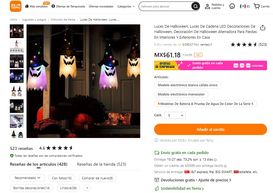 Adornos de Halloween en Temu