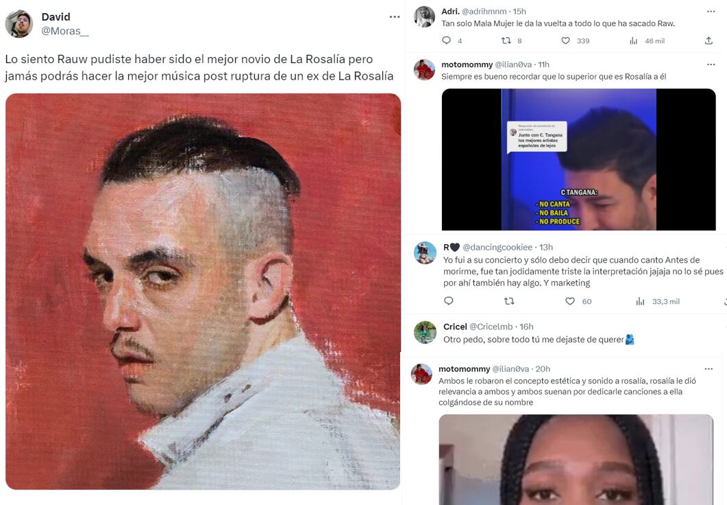 Debate en Twitter por exes de Rosalía
