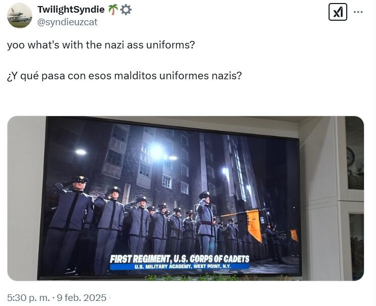 ¿Nazis en el Super Bowl 2025? Comparan uniforme de cadetes de Estados Unidos y el saludo de Elon Musk vuelve a resurgir