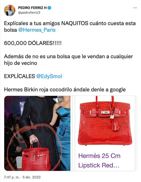 Aseguran que Edy Smol carga con un bolso usado de Hermès Birkin de 12 millones de pesos