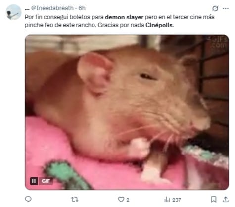 Memes enojado con Cinépolis por Demon Slayer: El Castillo del Infinito