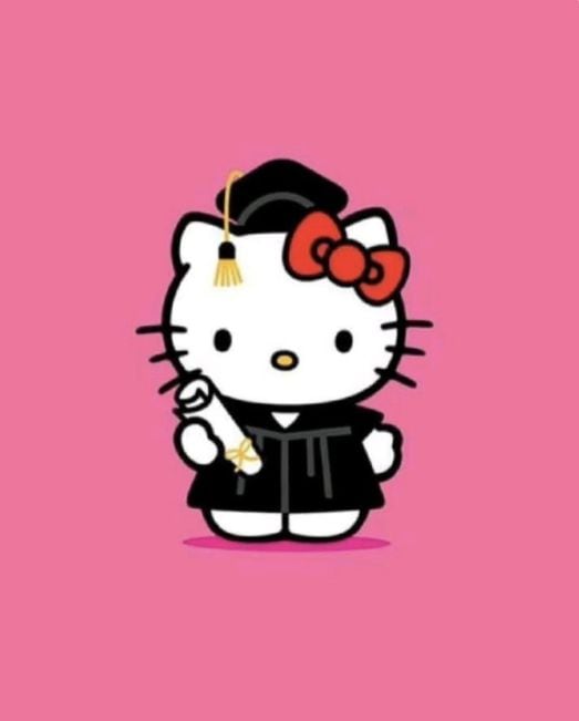 Tarjeta de Hello Kitty para graduación rosa