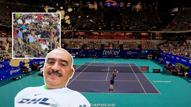 Aficionados gritan porra de Pumas en un estadio de tenis