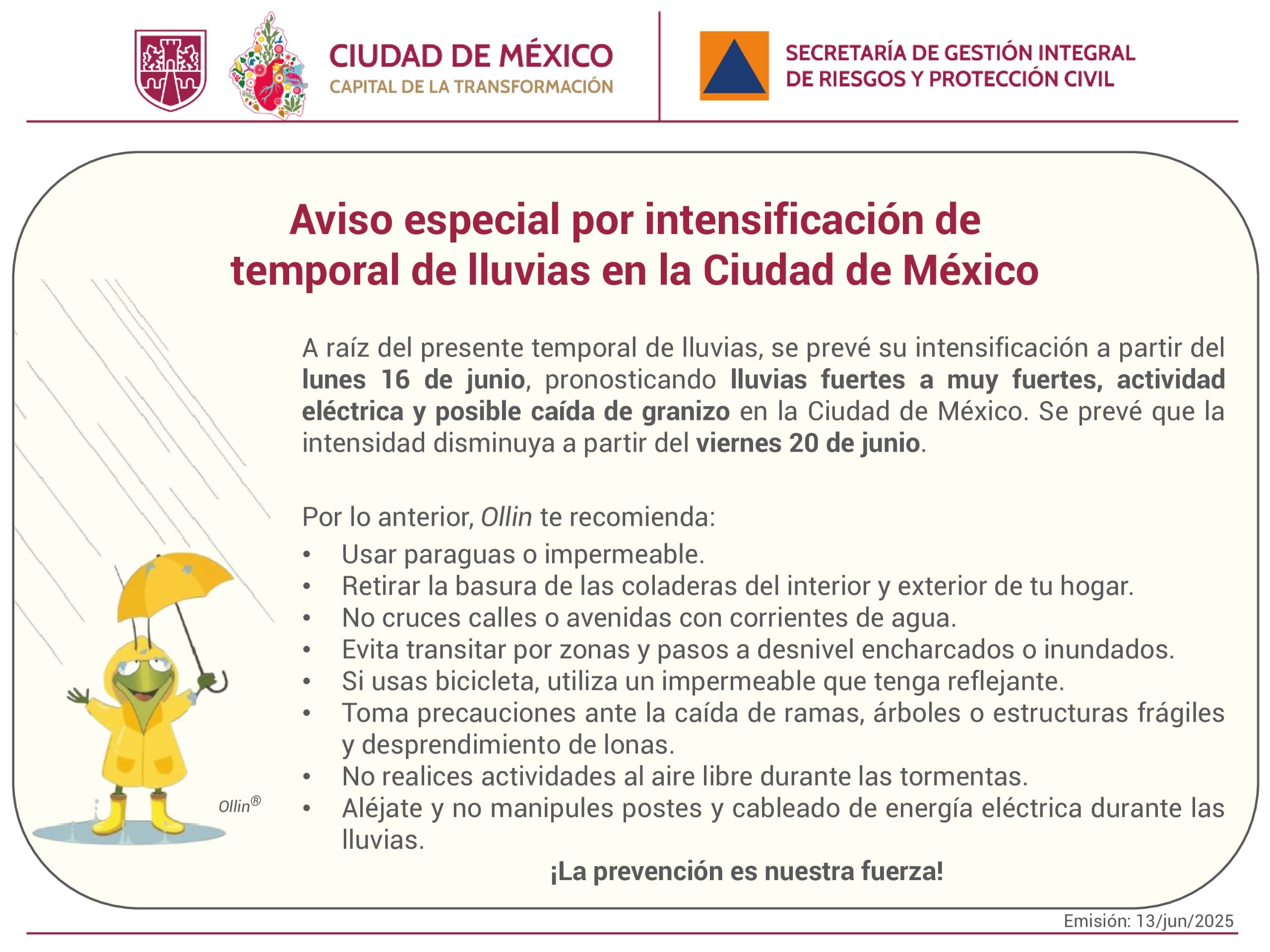 Desde lluvias fuertes hasta posible caída de granizo en CDMX