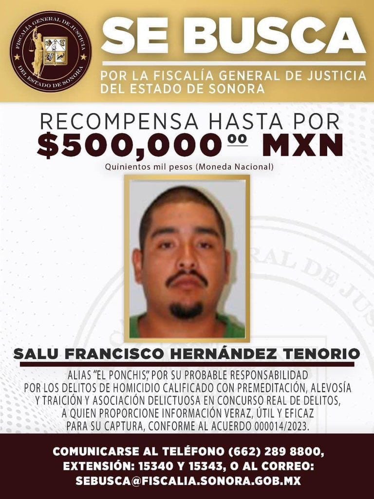 Recompensa por Salu Francisco Hernández Tenorio