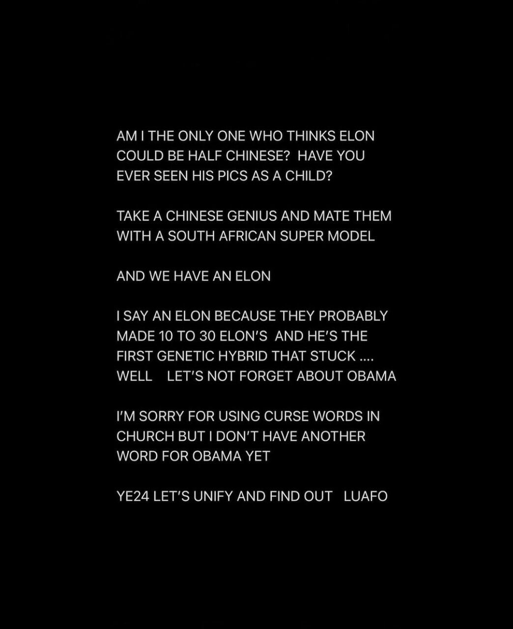 Kanye West dice que Elon Musk es un híbrido mitad chino