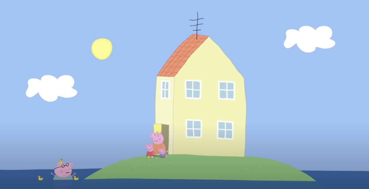 Peppa Pig y George en la lluvia