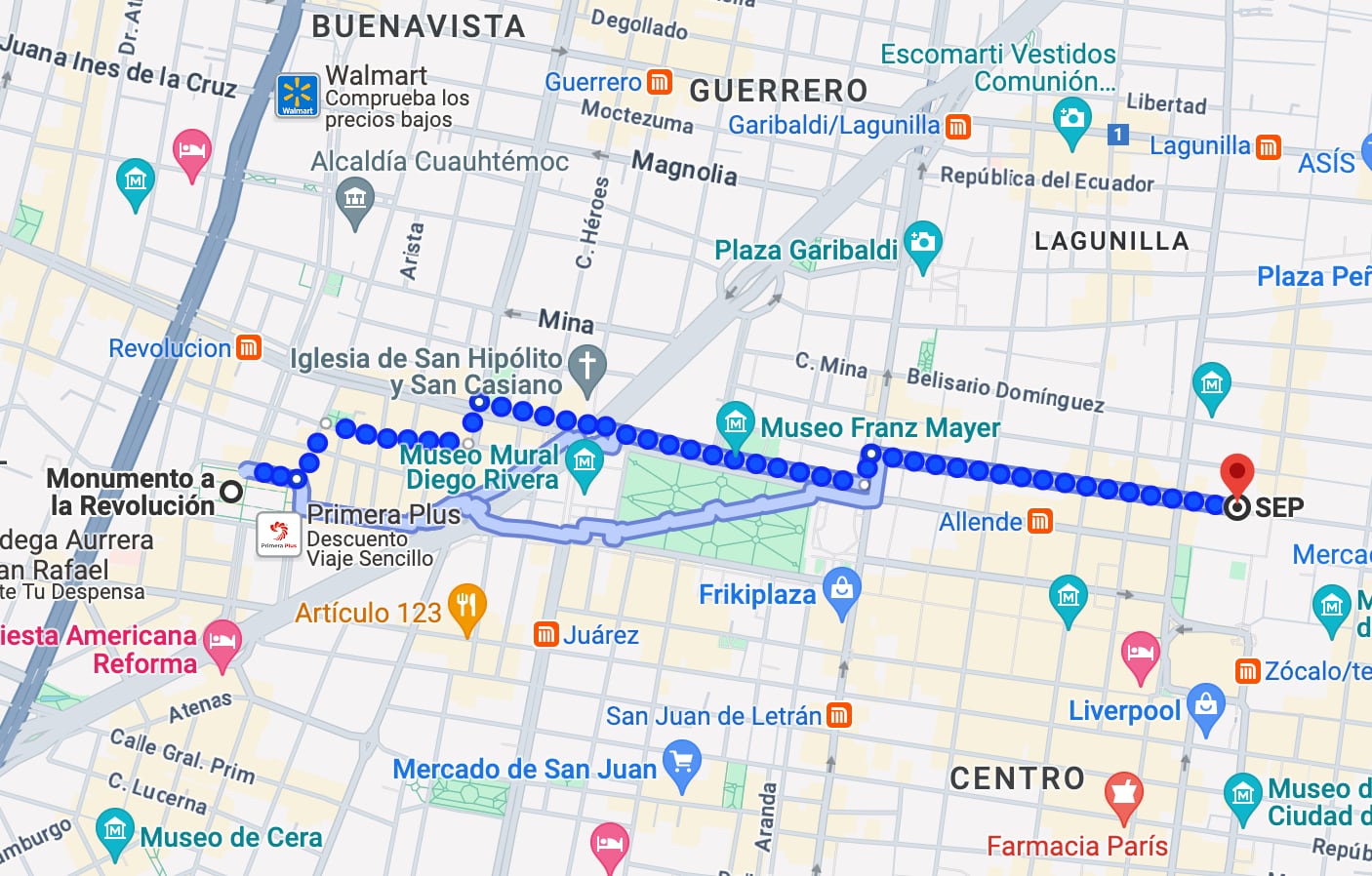 Posible ruta de los manifestantes este 5 de diciembre 2023 en CDMX