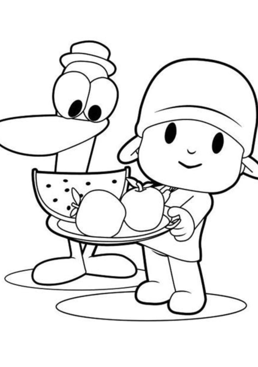 Pocoyó y Pato para colorear