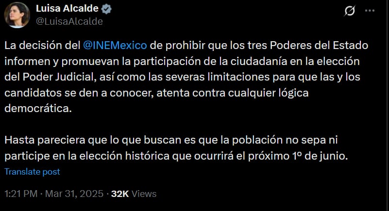 Luisa Alcalde cierra filas con Claudia Sheinbaum