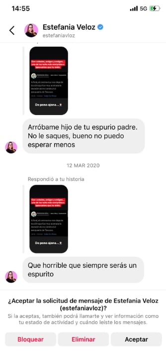 Chat privado Estefanía Veloz y Luis Felipe Calderon Zavala