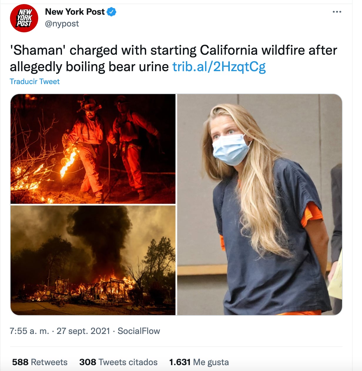 Presunta culpable por los incendios en California