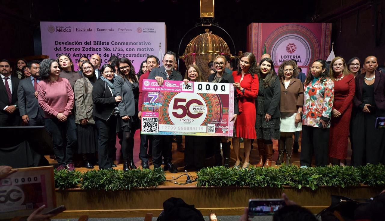 Profeco celebra 50 años con billete conmemorativo del Sorteo Zodiaco No. 1733