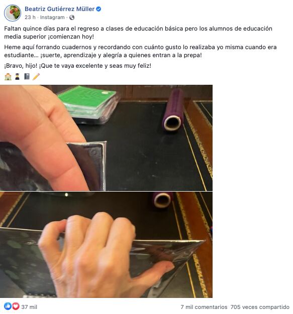 Publicación de Beatriz Gutiérrez Müller