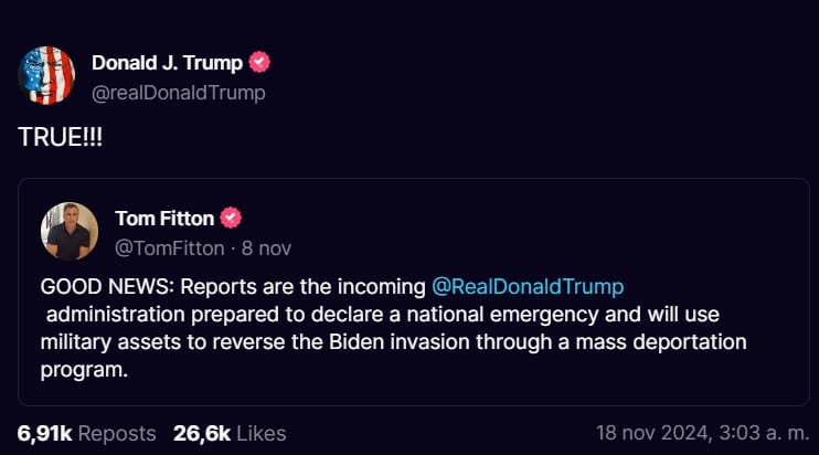 Mensaje de Donald Trump