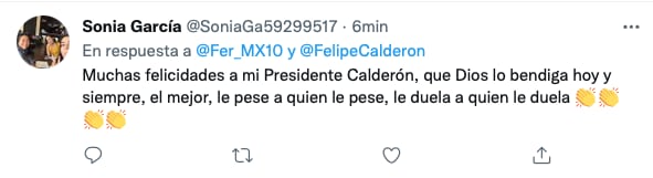 Felicitaciones por el cumpleaños 60 de Felipe Calderón/captura de pantalla de Twitter