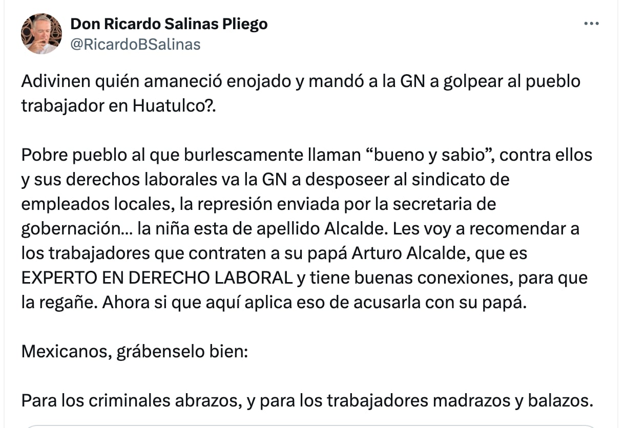 Reacción de Ricardo Salinas Pliego a entrada de la Guardia Nacional a su campo de golf