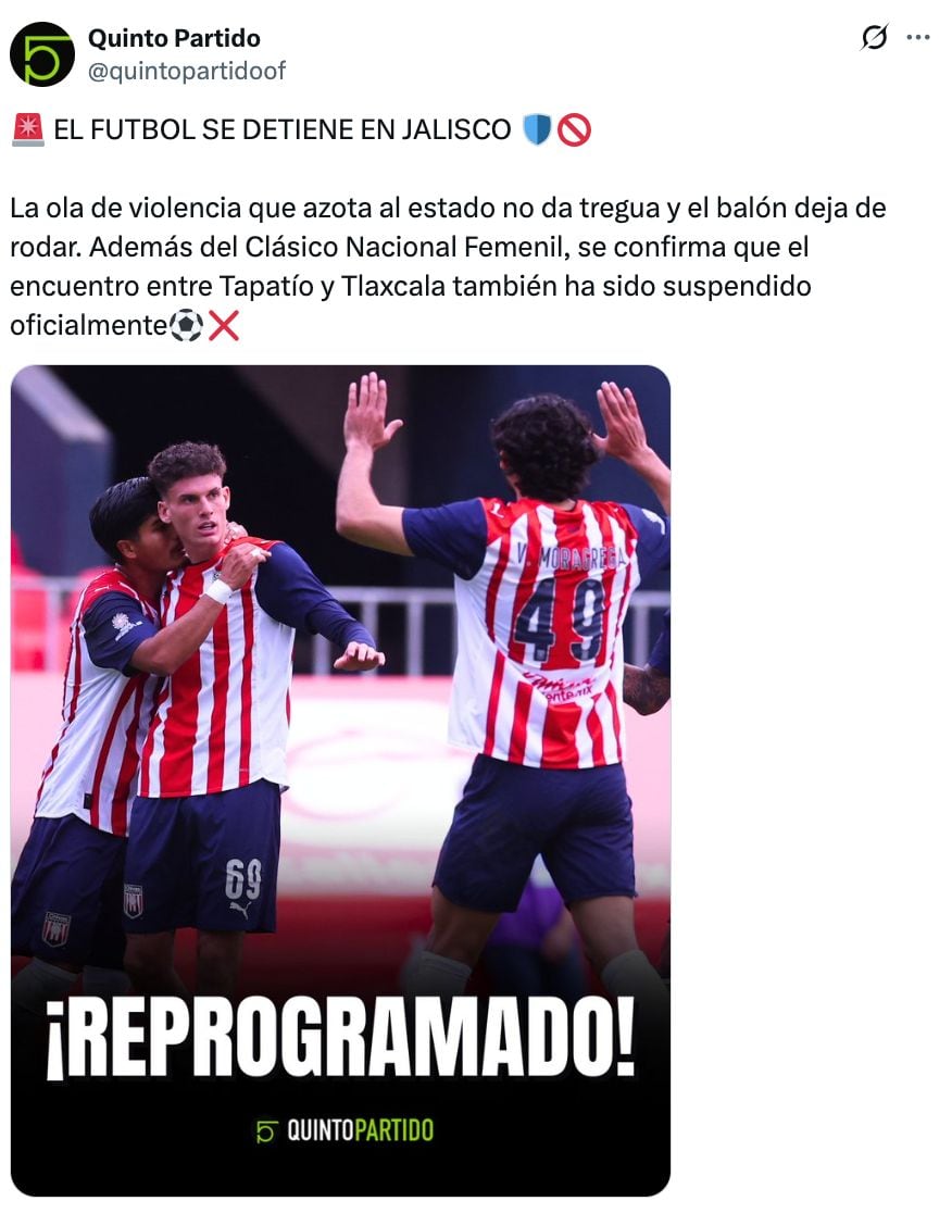 Suspenden partido entre Tapatío y Tlaxcala.