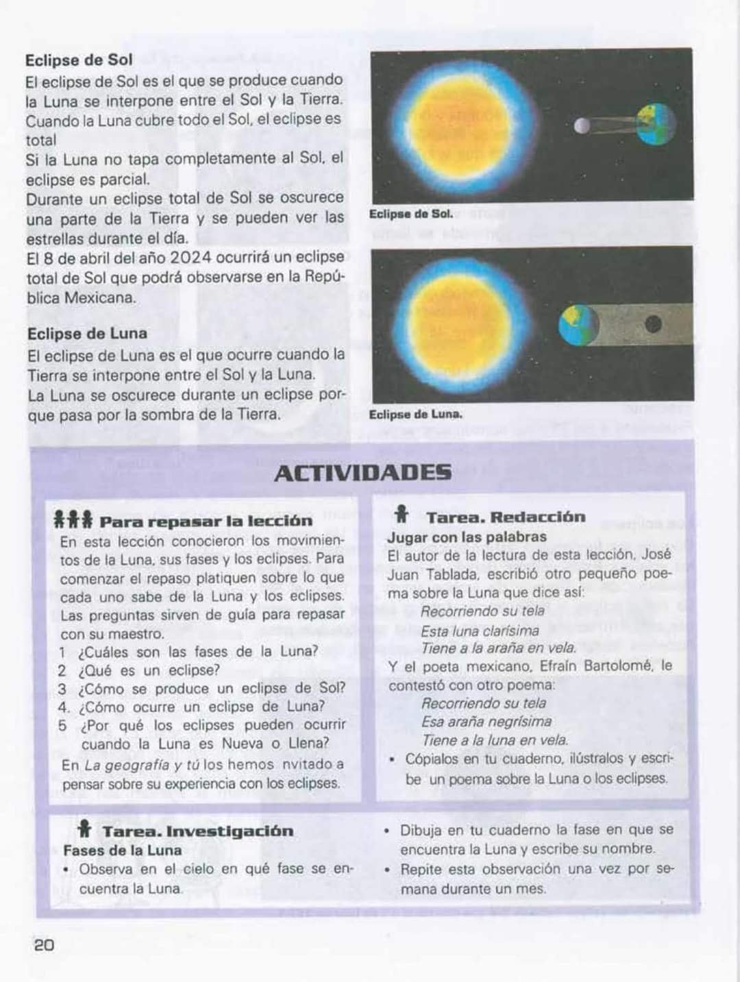 ¿Te acuerdas? La SEP ya había avisado del eclipse del 8 de abril 2024 en un libro de texto de 1993