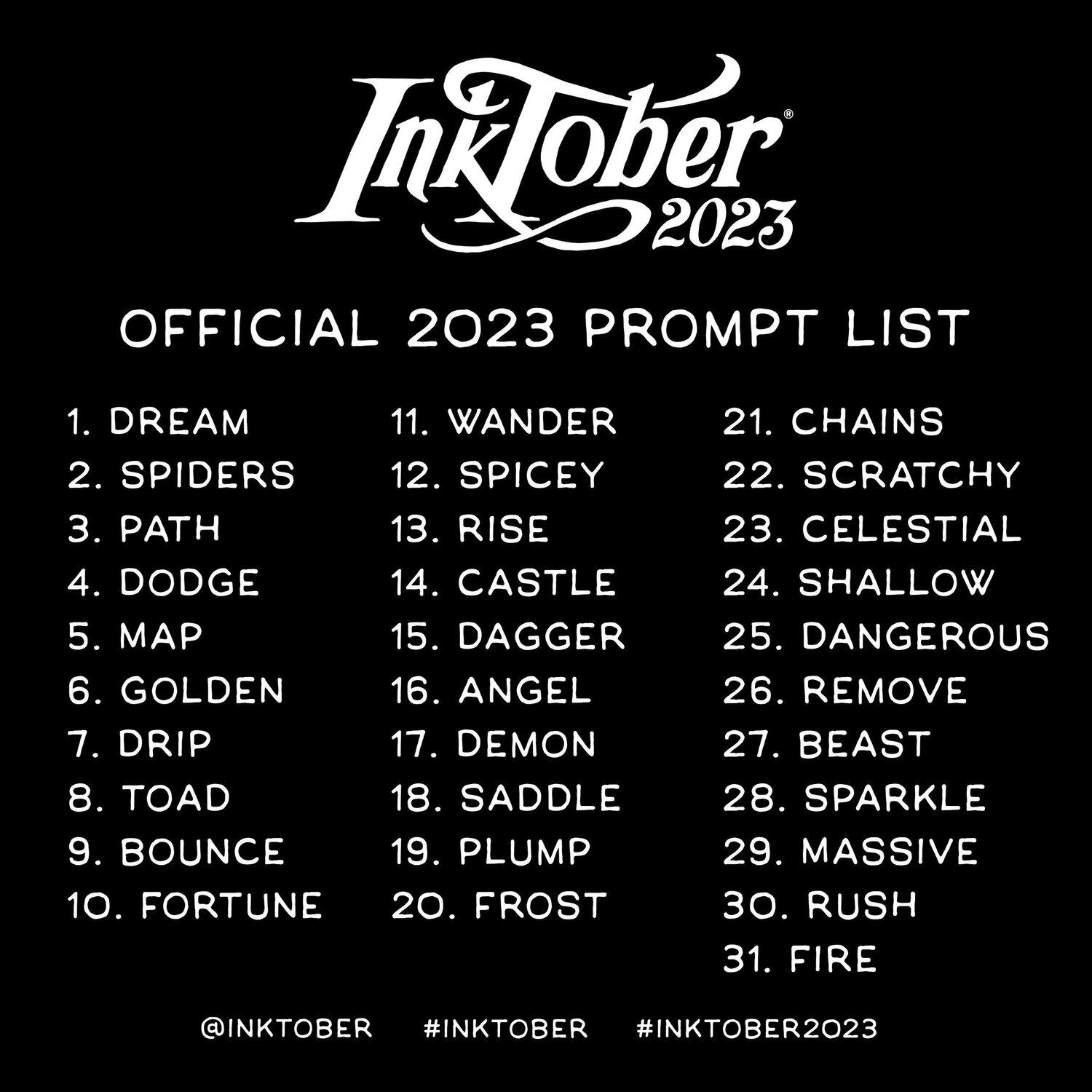 Lista completa de Inktober 2023.