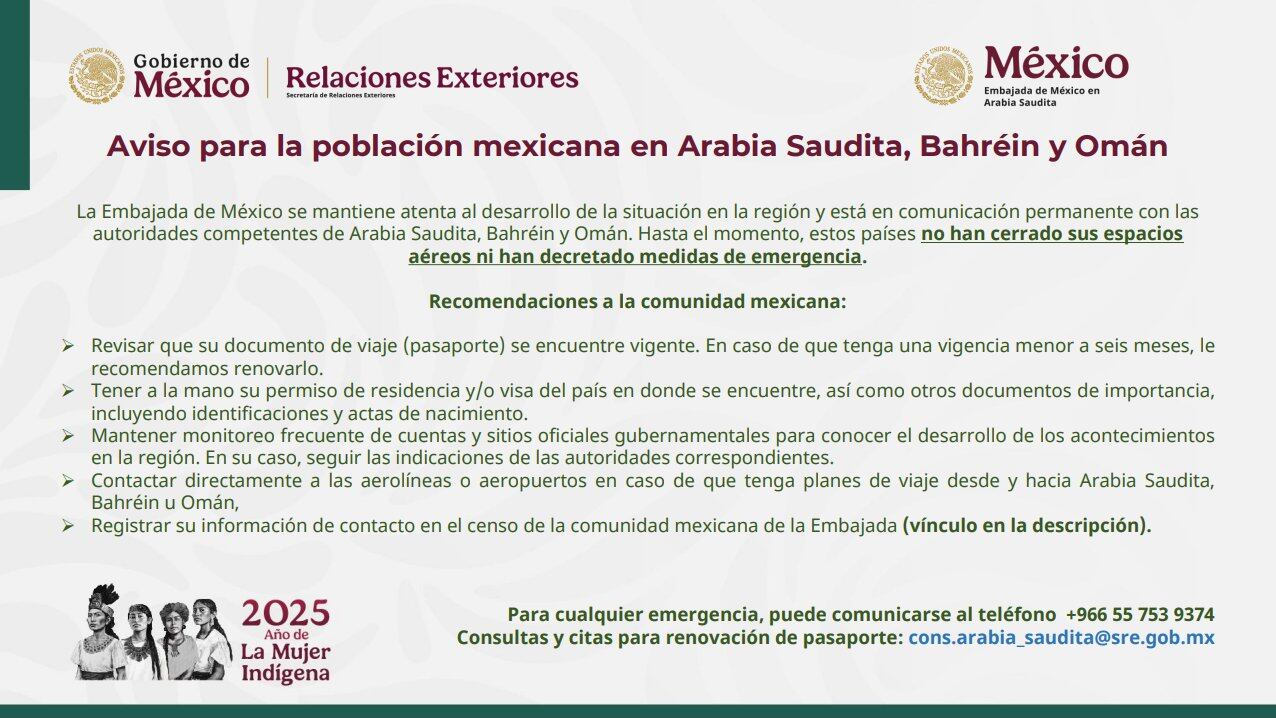Comunicado Embajada de México en Arabia Saudí