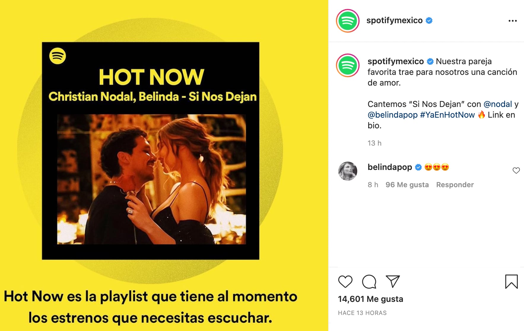 Portada de la canción "Si nos dejan", de Belinda y Christian Nodal